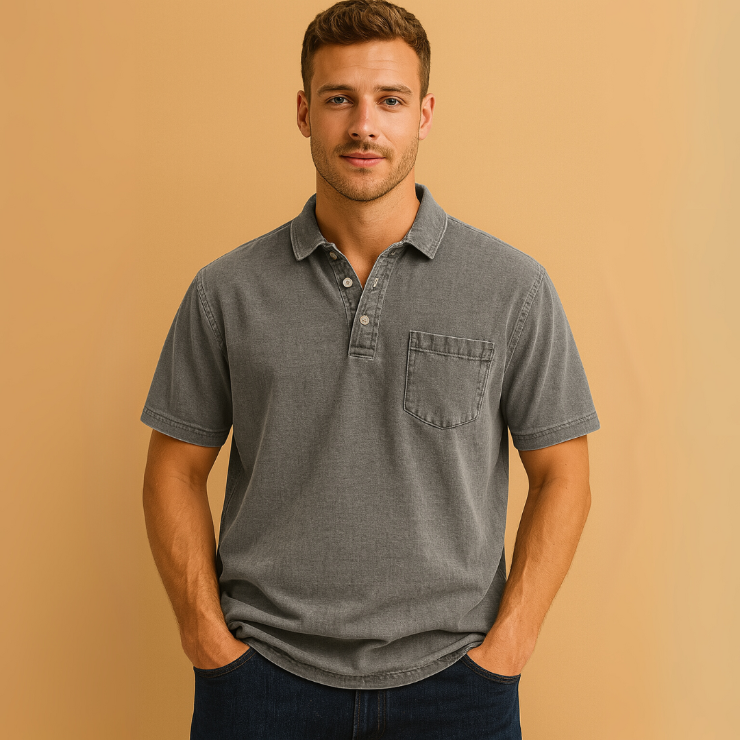 Vintage Herenpolo – Casual Korte Mouwen Shirt voor Dagelijks Gebruik