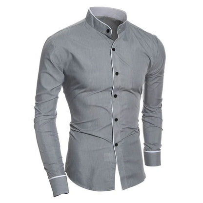 Staande kraag slim fit button down heren overhemd